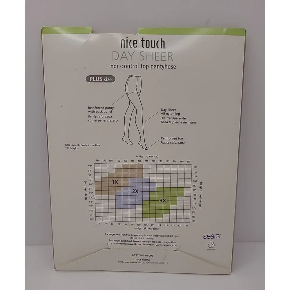 Nice Touch Day Sheer Panty Hose Regular Non Control Top Plus Size 1X Natural